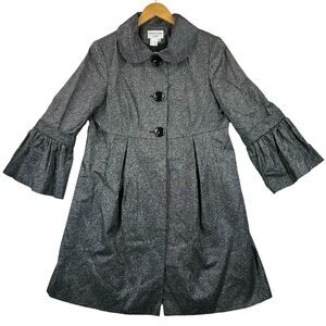Charles Gray London Coat Women's Size XL Metallic Black Silver Bell Sleeves NOS
